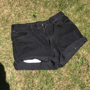 Black high-waisted Wrangler shorts